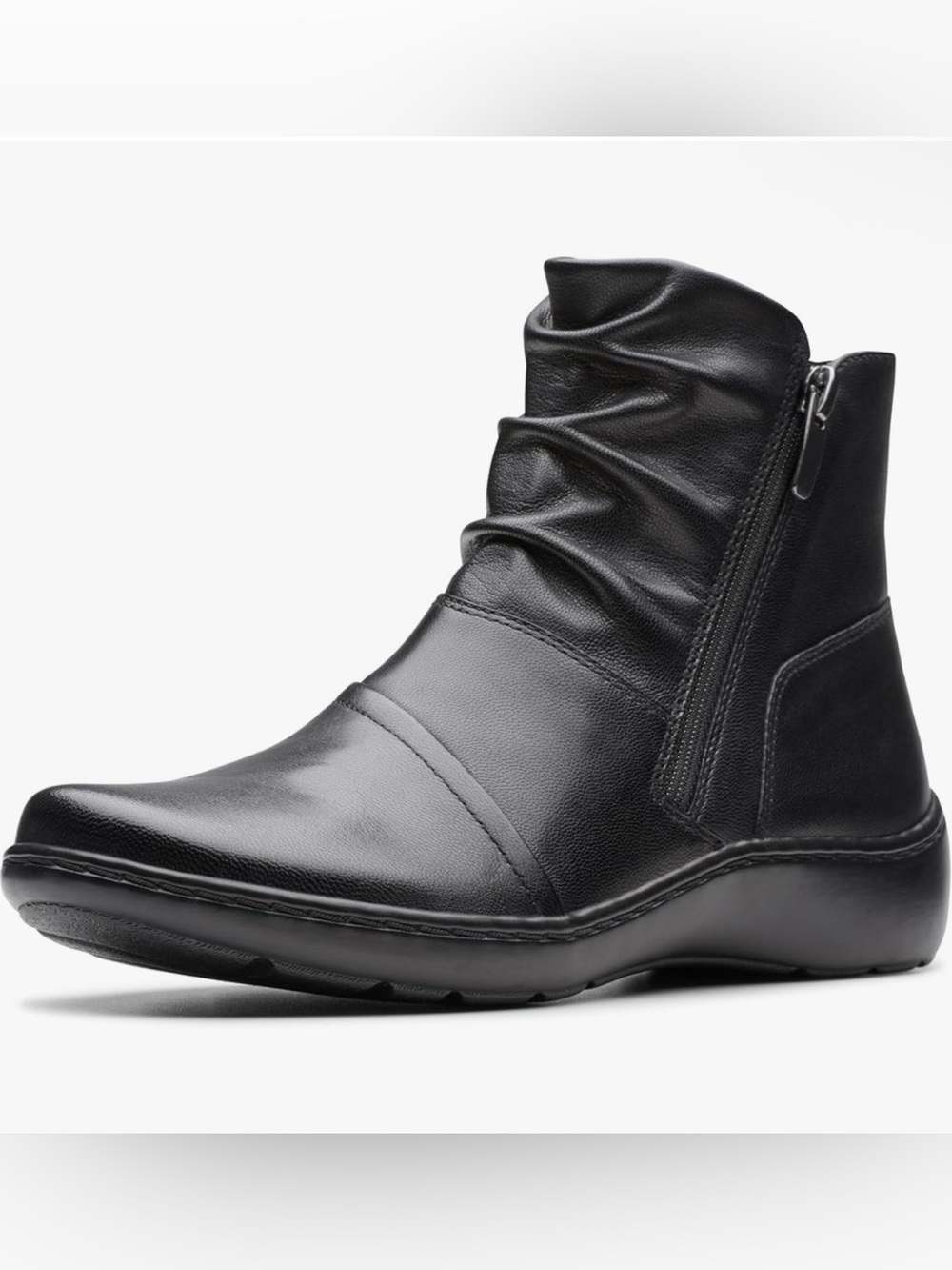 NIB Clarks Black Rubber Sole Ankle Shoe/Boot MSRP $120